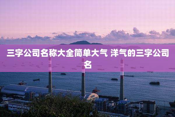 三字公司名称大全简单大气 洋气的三字公司名