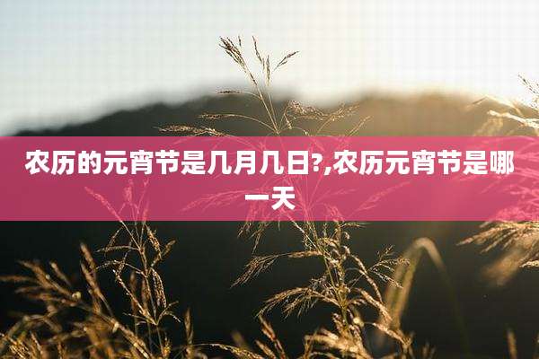 农历的元宵节是几月几日?,农历元宵节是哪一天