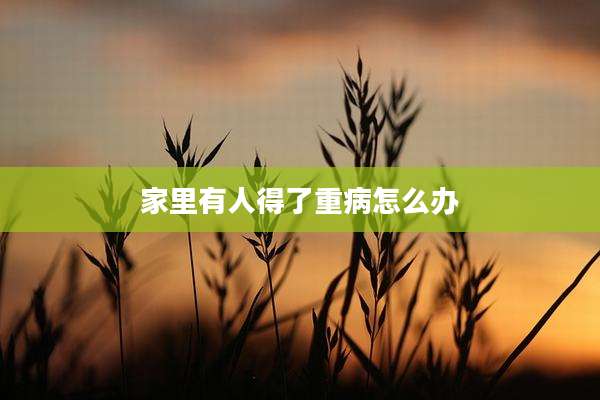 家里有人得了重病怎么办