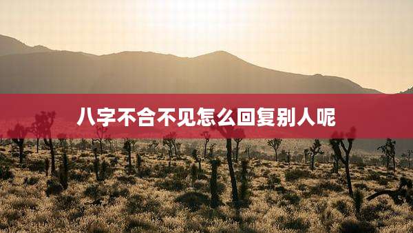 八字不合不见怎么回复别人呢