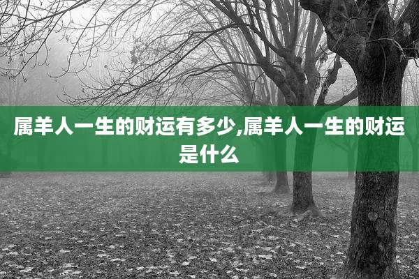 属羊人一生的财运有多少,属羊人一生的财运是什么
