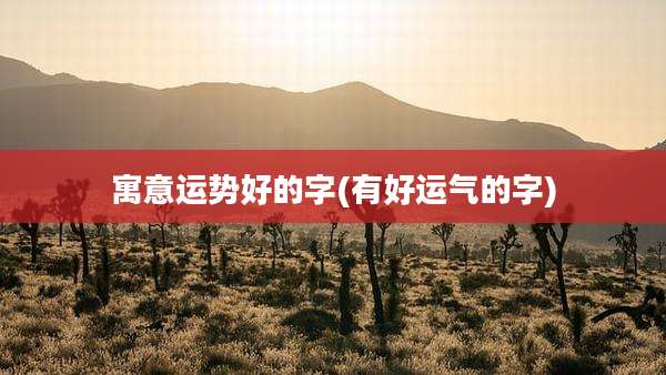 寓意运势好的字(有好运气的字)