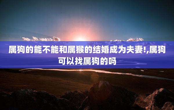 属狗的能不能和属猴的结婚成为夫妻!,属狗可以找属狗的吗