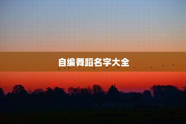 自编舞蹈名字大全