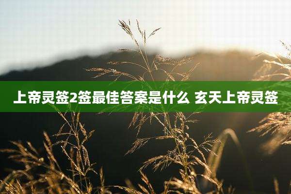 上帝灵签2签最佳答案是什么 玄天上帝灵签
