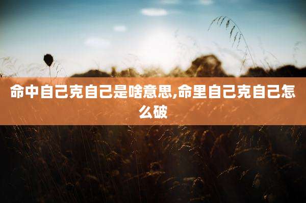 命中自己克自己是啥意思,命里自己克自己怎么破