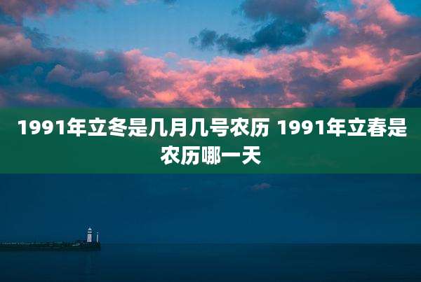1991年立冬是几月几号农历 1991年立春是农历哪一天