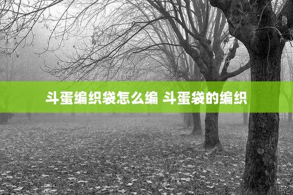 斗蛋编织袋怎么编 斗蛋袋的编织