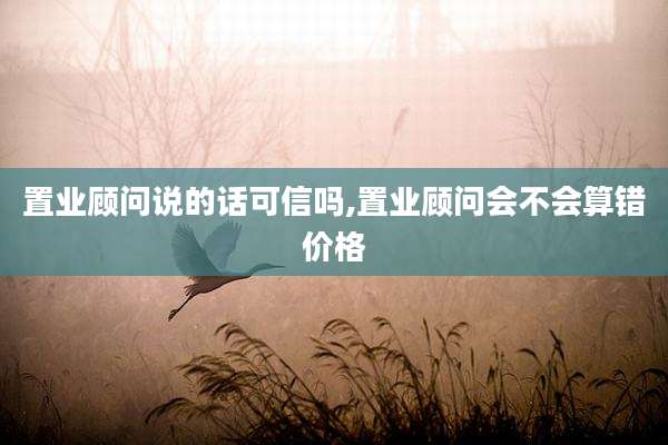 置业顾问说的话可信吗,置业顾问会不会算错价格
