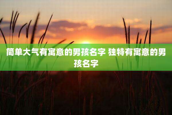 简单大气有寓意的男孩名字 独特有寓意的男孩名字