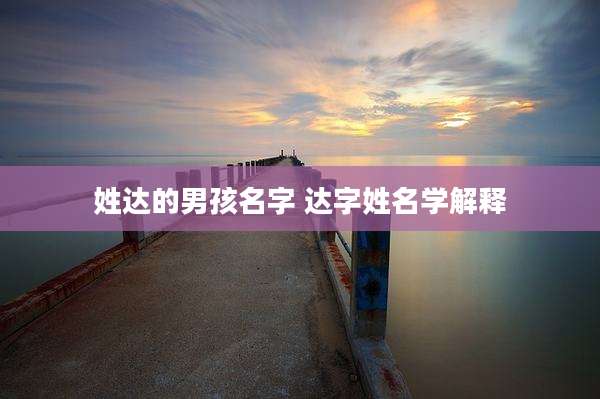 姓达的男孩名字 达字姓名学解释