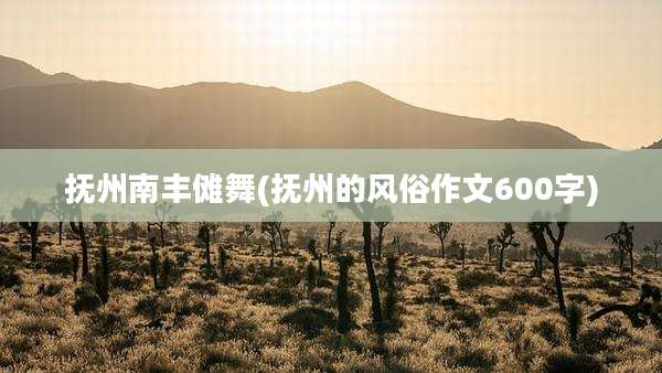 抚州南丰傩舞(抚州的风俗作文600字)