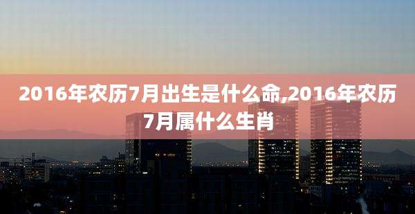 2016年农历7月出生是什么命,2016年农历7月属什么生肖