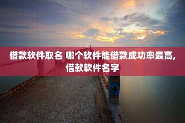 借款软件取名 哪个软件能借款成功率最高,借款软件名字