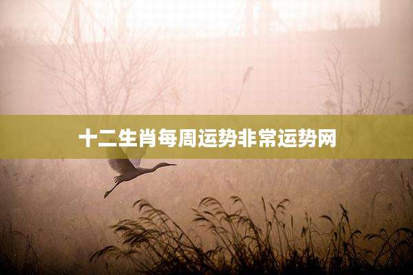 十二生肖每周运势非常运势网