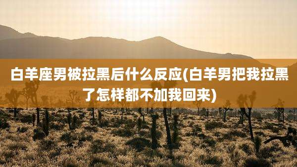 白羊座男被拉黑后什么反应(白羊男把我拉黑了怎样都不加我回来)