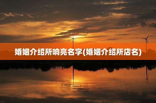 婚姻介绍所响亮名字(婚姻介绍所店名)