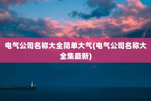 电气公司名称大全简单大气(电气公司名称大全集最新)