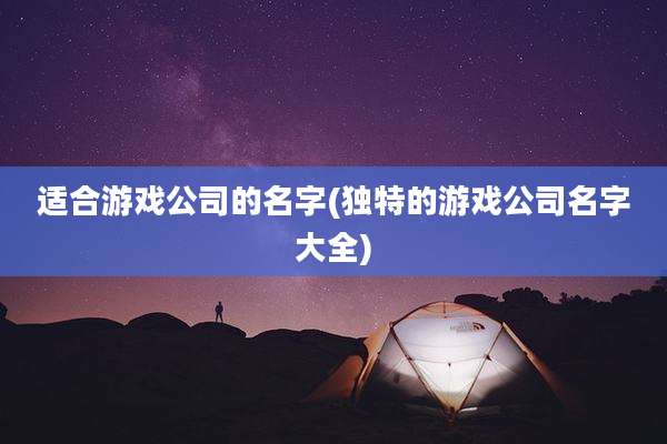 适合游戏公司的名字(独特的游戏公司名字大全)