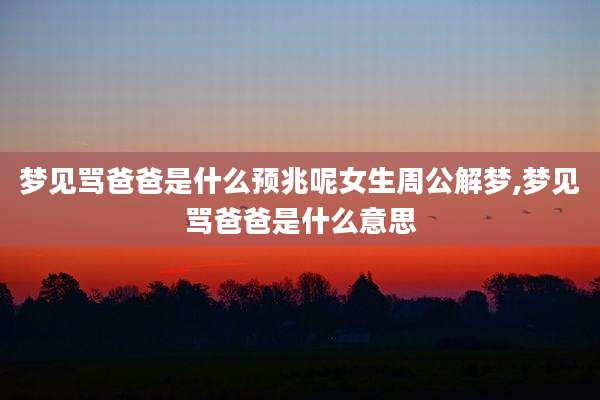 梦见骂爸爸是什么预兆呢女生周公解梦,梦见骂爸爸是什么意思