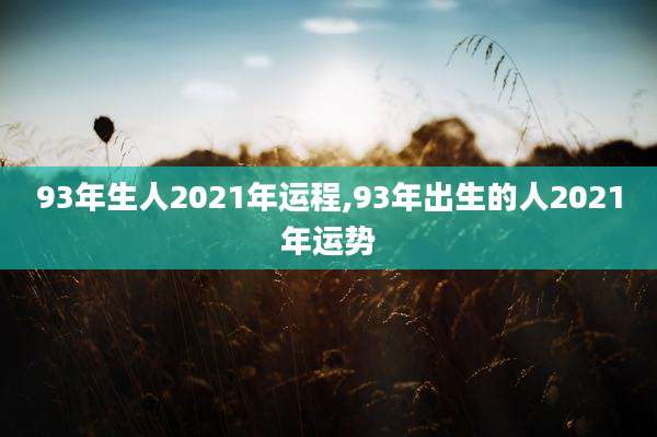 93年生人2021年运程,93年出生的人2021年运势