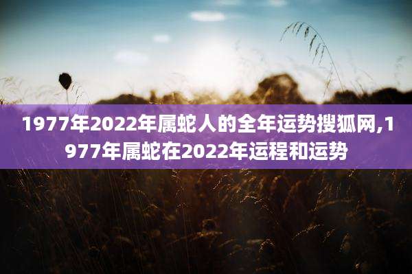 1977年2022年属蛇人的全年运势搜狐网,1977年属蛇在2022年运程和运势
