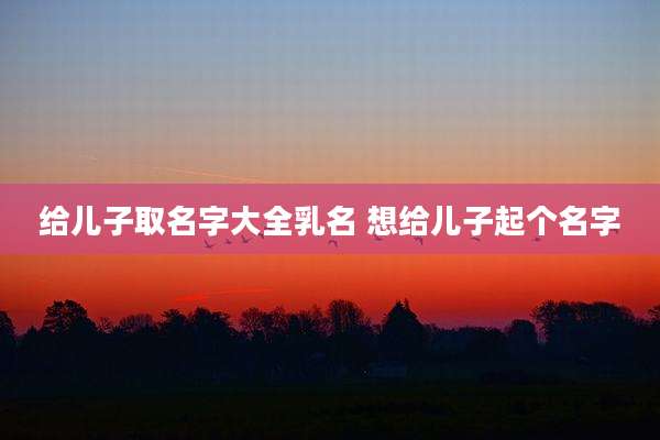 给儿子取名字大全乳名 想给儿子起个名字