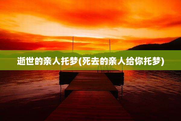 逝世的亲人托梦(死去的亲人给你托梦)