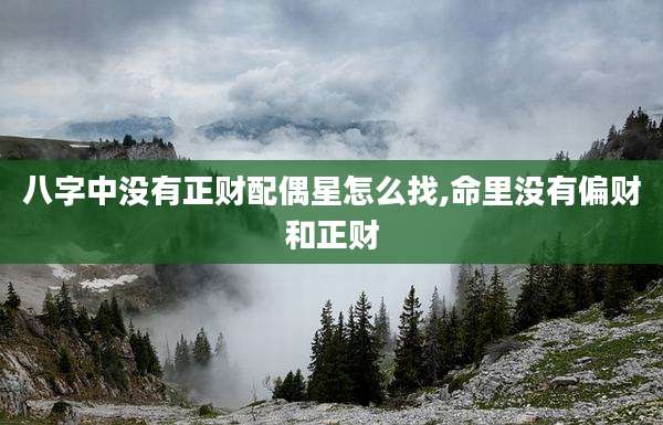 八字中没有正财配偶星怎么找,命里没有偏财和正财