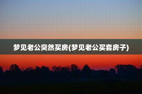 梦见老公突然买房(梦见老公买套房子)