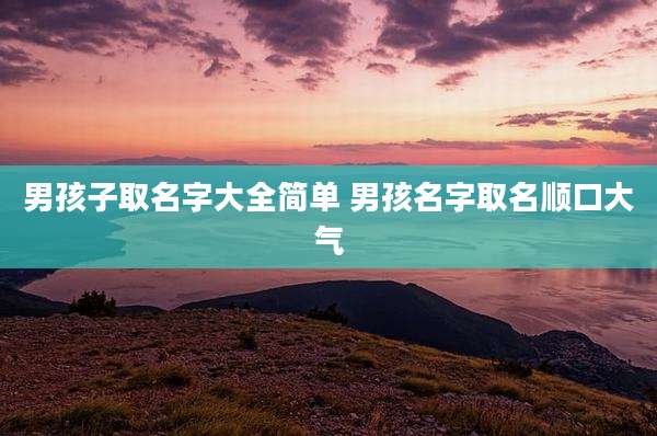 男孩子取名字大全简单 男孩名字取名顺口大气