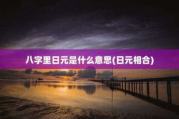 八字里日元是什么意思(日元相合)