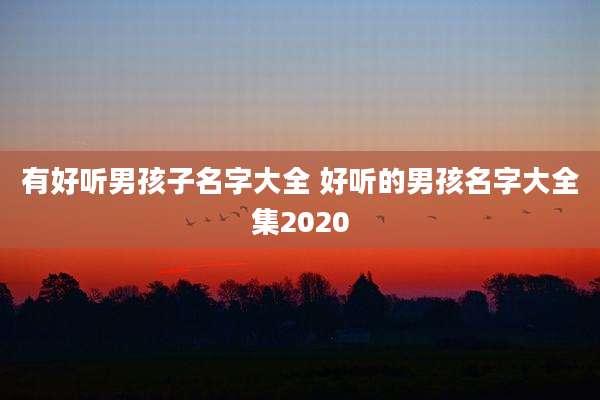 有好听男孩子名字大全 好听的男孩名字大全集2020