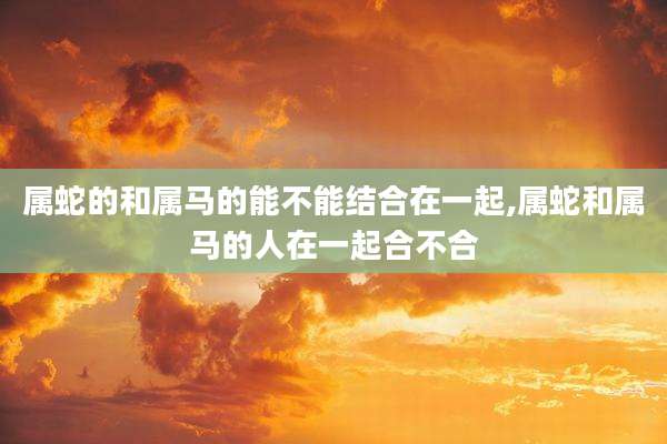 属蛇的和属马的能不能结合在一起,属蛇和属马的人在一起合不合