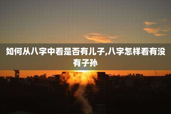 如何从八字中看是否有儿子,八字怎样看有没有子孙