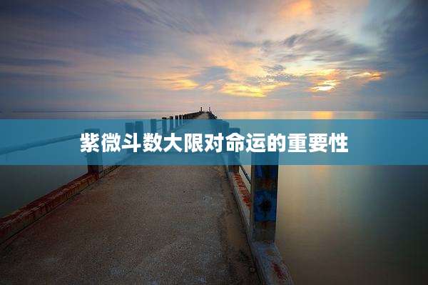 紫微斗数大限对命运的重要性