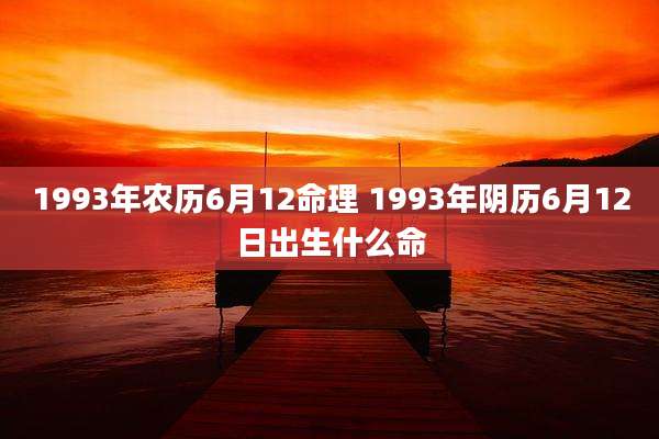 1993年农历6月12命理 1993年阴历6月12日出生什么命
