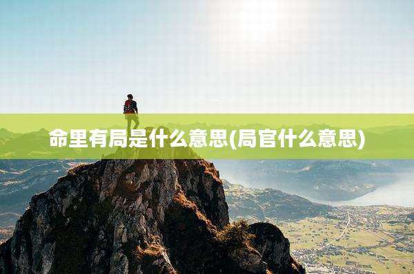 命里有局是什么意思(局官什么意思)
