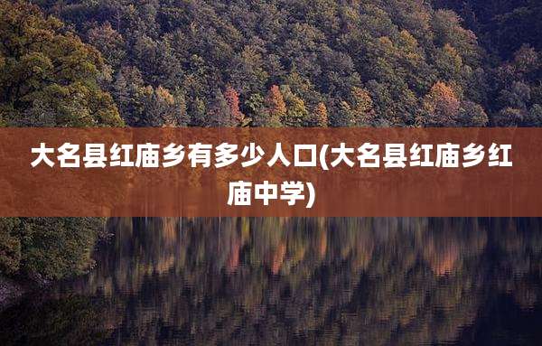大名县红庙乡有多少人口(大名县红庙乡红庙中学)