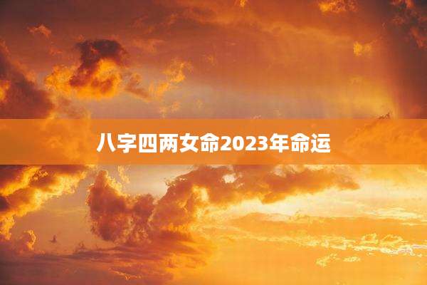 八字四两女命2023年命运