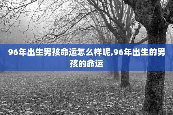 96年出生男孩命运怎么样呢,96年出生的男孩的命运