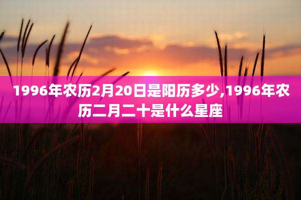 1996年农历2月20日是阳历多少,1996年农历二月二十是什么星座