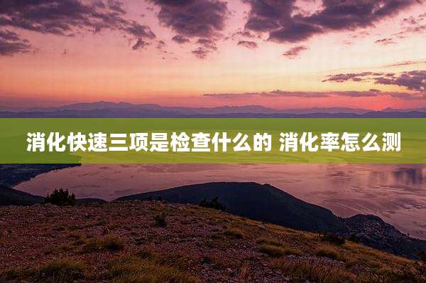 消化快速三项是检查什么的 消化率怎么测