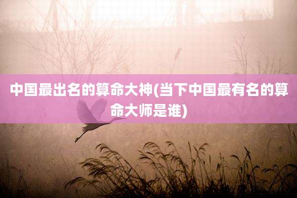 中国最出名的算命大神(当下中国最有名的算命大师是谁)