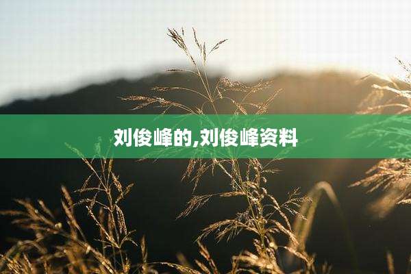 刘俊峰的,刘俊峰资料