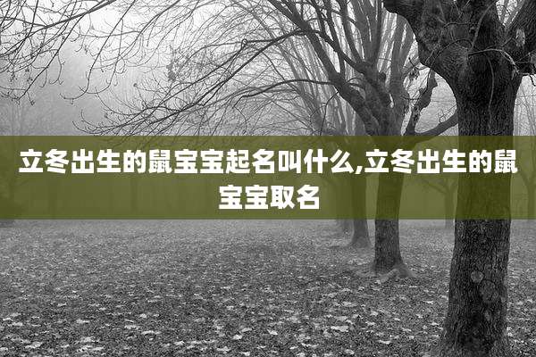 立冬出生的鼠宝宝起名叫什么,立冬出生的鼠宝宝取名