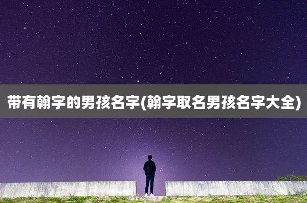 带有翰字的男孩名字(翰字取名男孩名字大全)