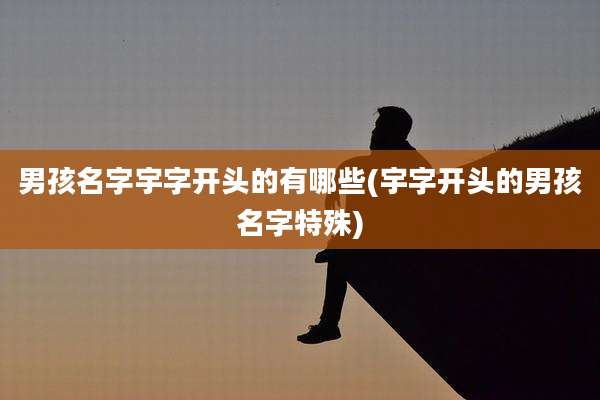 男孩名字宇字开头的有哪些(宇字开头的男孩名字特殊)