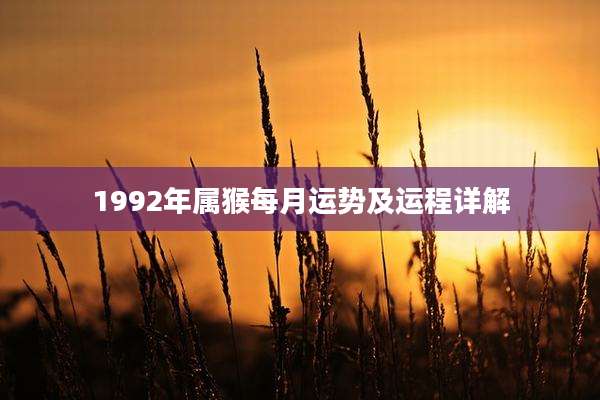 1992年属猴每月运势及运程详解