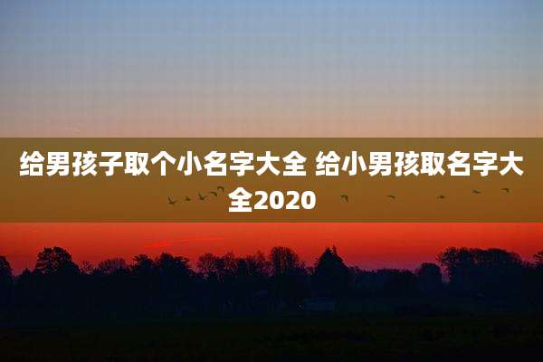 给男孩子取个小名字大全 给小男孩取名字大全2020